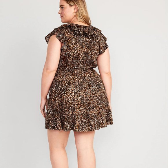 NWT Old Navy Waist-Defined Ruffle-Trim Mini Dress for Women - Picture 6 of 6